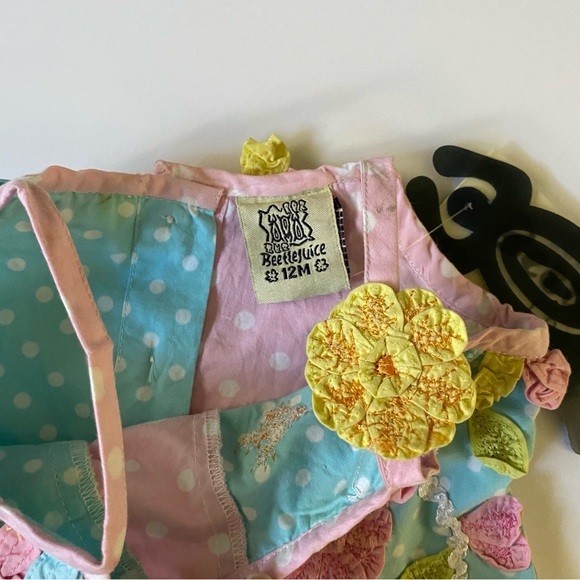 Beetlejuice Dress Size 12 Months New NWT Boutique boho handkerchief Baby girls - Picture 7 of 16